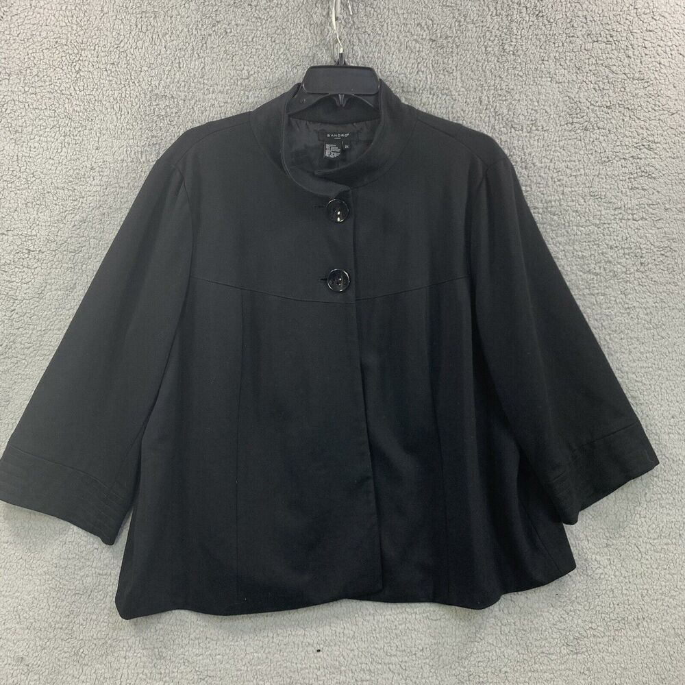 Sandro Cape Jacket Button Black Sz 2X Shrug Stretch